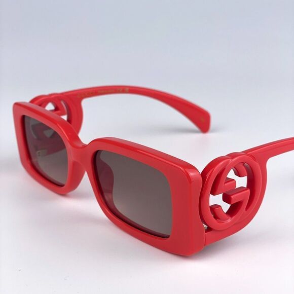 NEW Gucci GG1325S 005 Red Brown Gradient Rectangle Women Sunglasses - Picture 8 of 12